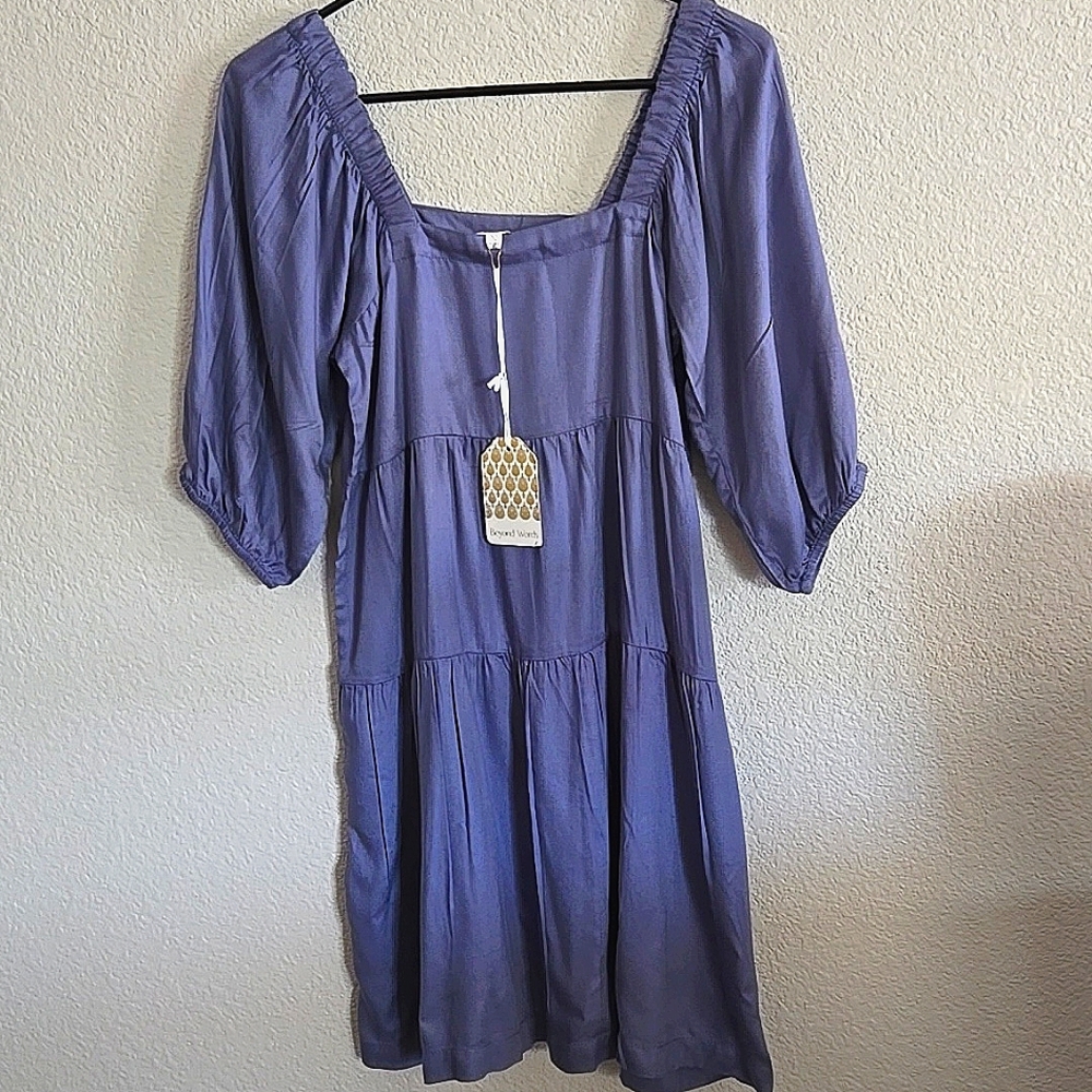 Beyond Words, XS, Babydoll Dress, Lavender, 3/4 Sleeves, NWT